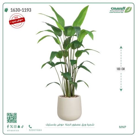 شجرة عصفور الجنة اصطناعية ( ارتفاع 180 سم ) حوض بلاستيك