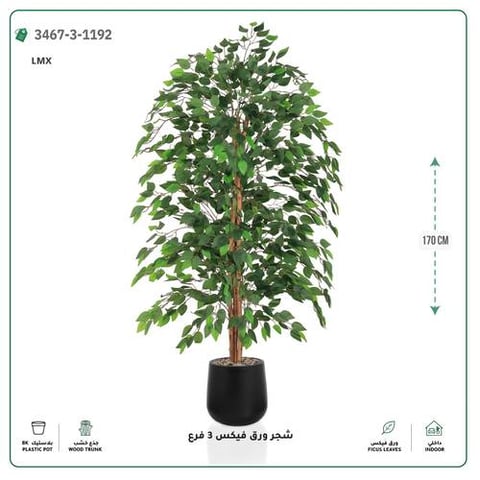 شجرة فيكس صناعية ( 150 سم ) مركن بلاستيك