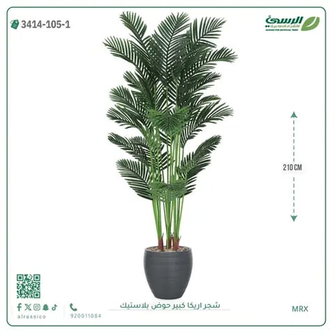 شجر أريكا صناعية ( ارتفاع 210 سم ) حوض بلاستك