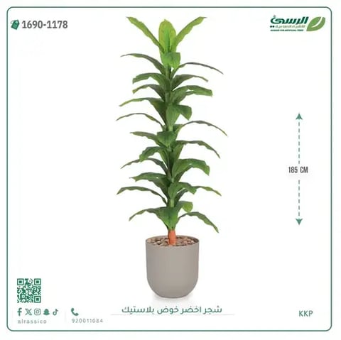 شجرة ذرة صناعية (ارتفاع 185 سم) حوض بلاستيك