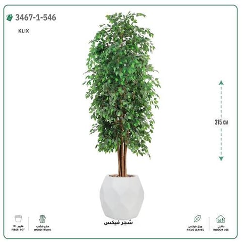 شجر فيكس صناعية (ارتفاع 315 سم) حوض فيبر جلاس سداسي