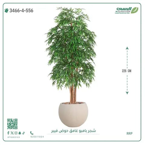 شجرة بامبو صناعية غامق (ارتفاع 225 سم) حوض فيبر