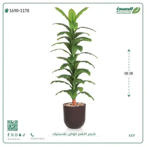شجرة ذرة صناعية (ارتفاع 185 سم) حوض بلاستيك