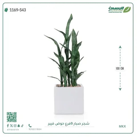 شجر صبار صناعية ( ارتفاع 100 سم ) حوض فيبر