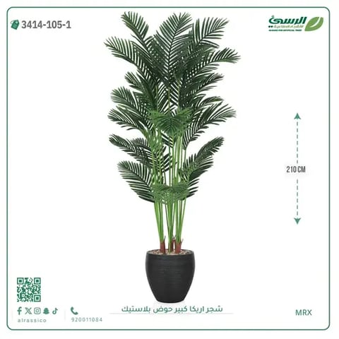 شجر أريكا صناعية ( ارتفاع 210 سم ) حوض بلاستك