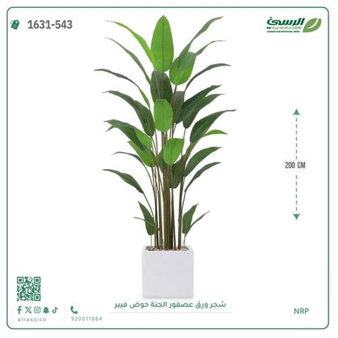 شجرة عصفور الجنة صناعية (ارتفاع 200 سم) حوض فيبر