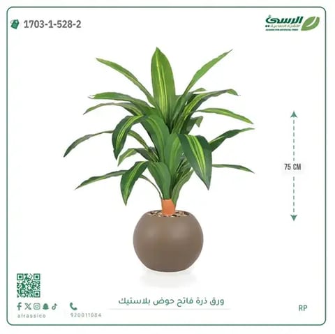 ورق ذرة صناعية (ارتفاع 75 سم) بحوض بلاستيك