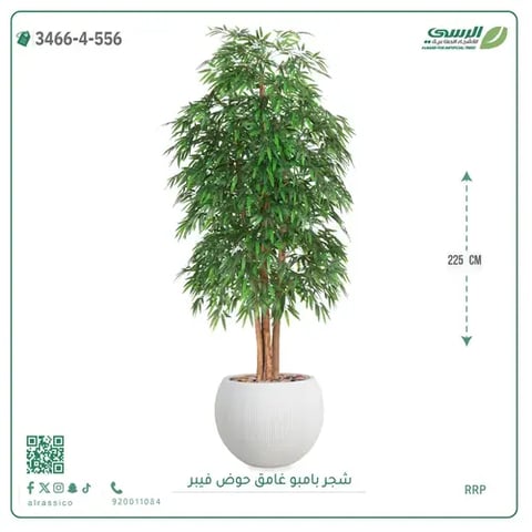 شجرة بامبو صناعية غامق (ارتفاع 225 سم) حوض فيبر