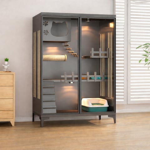 فيلا فاخرة بتصميم عصري وراقي مع العاب ومسارات للقطط مقاس 90cm*60cm*125cm