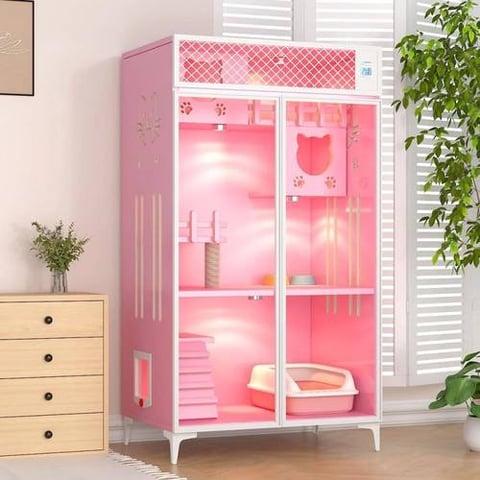 فيلا فاخرة بتصميم عصري وراقي مع جهاز للتحكم بدرجة الحرارة والرطوبة للقطط مقاس 80cm*62cm*160cm