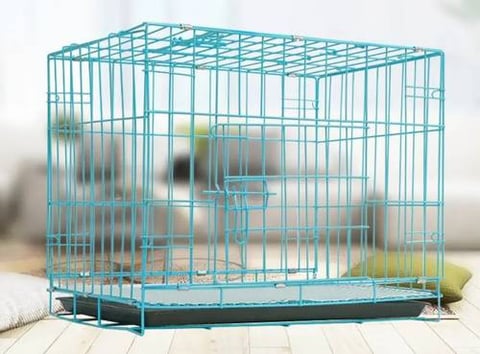 قفص حديد قوي مع سحاب سهل التنظيف للحيوانات مقاس وسط 76x47cm