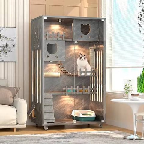 فيلا فاخرة بتصميم عصري وراقي بعدة ادوار والعاب للقطط مقاس 90cm*60cm*160cm