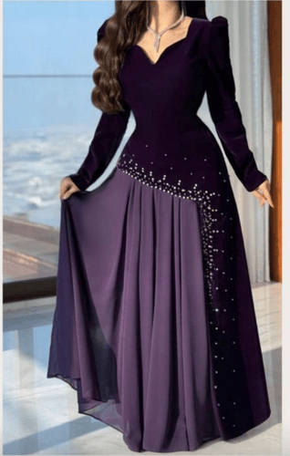 فستان سهرة ملكي بتطريز لول - ROSE FASHION 