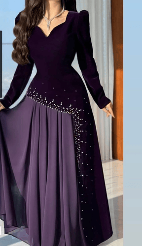 فستان سهرة ملكي بتطريز لول - ROSE FASHION 
