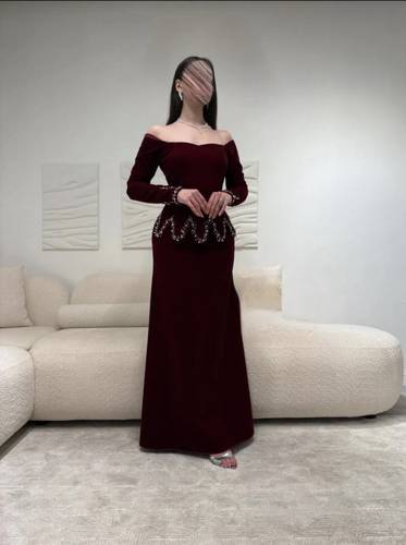 فستان سهره خمري مخمل