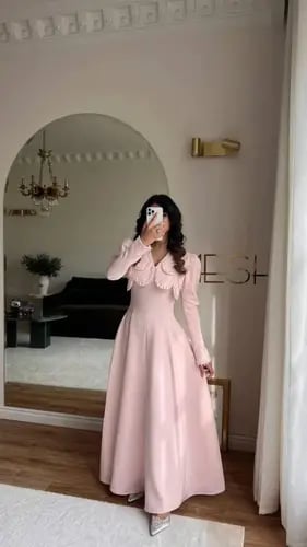 فستان سهره بنك بتطريز يدوي شك