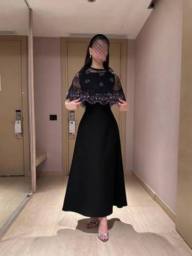 فستان سهرة باربي المزين بالكلفه المطرزه خرز من ROSE FASHION 