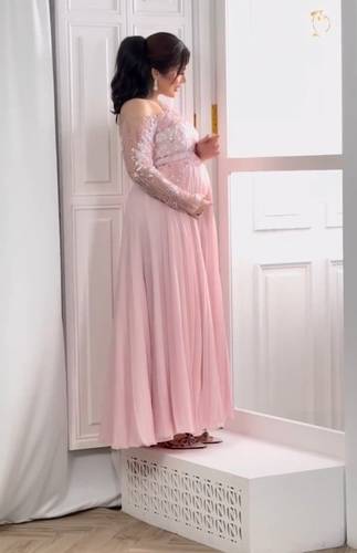 فستان سهرة حوامل لحمي