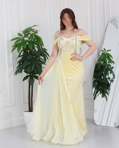 فستان سهرة مخمل تطريز كريستال يدوي