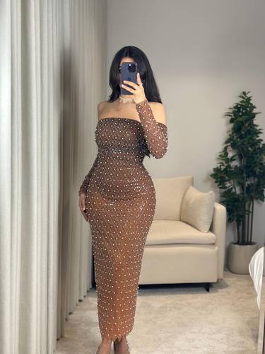 فستان سهرة كب مع اكمام منفصلة