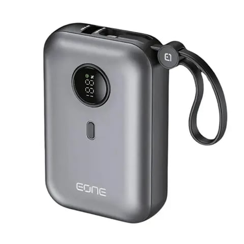 Eone 10,000mAh (22.5Wh) Power Bank with Built-in Cables - Gray
