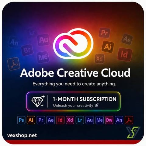 اشتراك أدوبي كلاود 1 شهر جميع البرامج Adobe Creative Cloud [ مفتاح ]