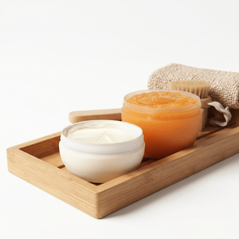 Body scrub and shea butter in your favorite scent