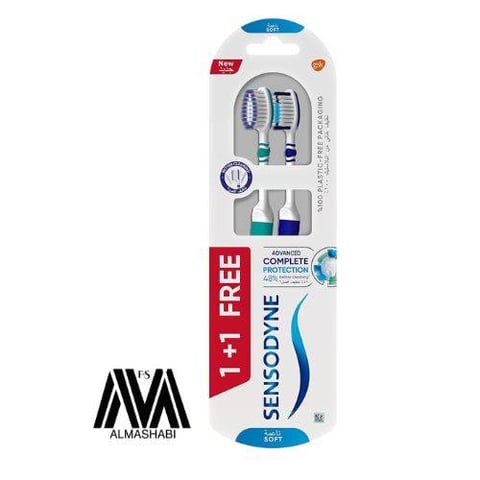  Sensodyne Toothbrush for Sensitive Teeth, Advanced Complete Protection Brush with Soft Bristles, Pack of 2, Assorted Color