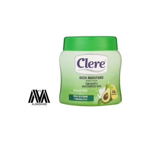 Clear Avocado Moisturizing Body Cream with Vitamin E and A 500 ml