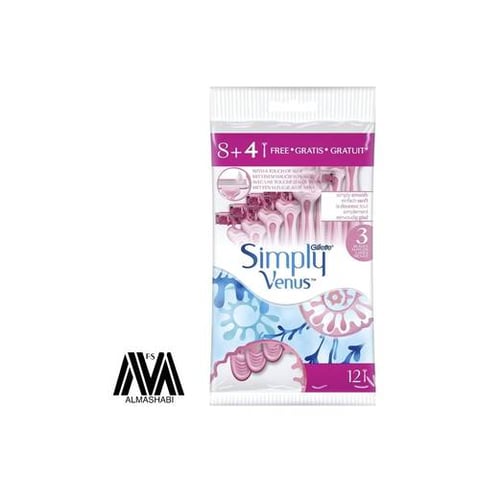 Gillette Simple VenUS Shaver 3 Pink Bag 8 + 4 Bead