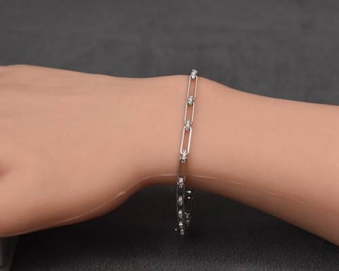 سوارة طويق Slim (ابيض فصوص ) عيار 18