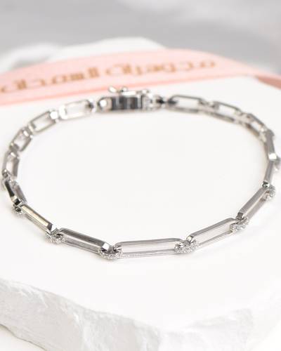 سوارة طويق Slim (ابيض فصوص ) عيار 18