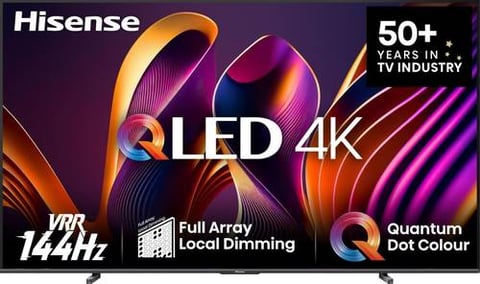 هايسينس تلفزيون ذكي 85 بوصة، QLED، 4K Ultra HD، دولبي اتموس، نظام تشغيل فيدا سمارت، 144 هرتز، وضع اللعب، صورة الذكاء الاصطناعي 85Q72Q، اسود