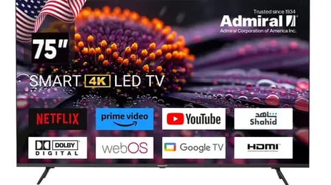 شاشة أدميرال 75 بوصة ذكي 4K LED web OS نظام صوت