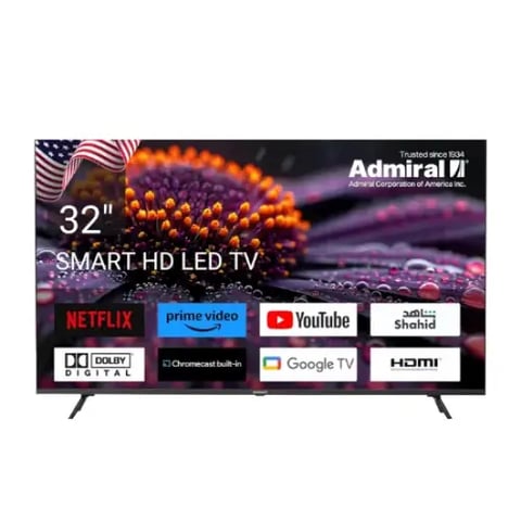 شاشة تلفزيون 32 بوصة ادميرال سمارت 4K LED – Android 12 – اسود
