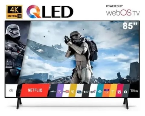 شاشة كي ام سي 85 بوصة - كيو لد QLED - التر اتش دي ULTRA HD - رسيفر داخلي - 4K - نظام التشغيل ويب - 144 هرتز - اثنين ريموت