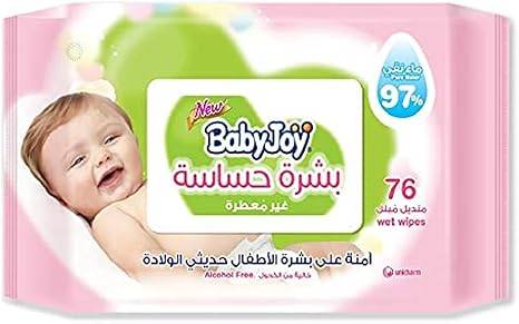 Babyjoy, Sensitive Skin, Wet Wipes Flow Pack, Matt With Plastic Flip Top - 76 Pcs