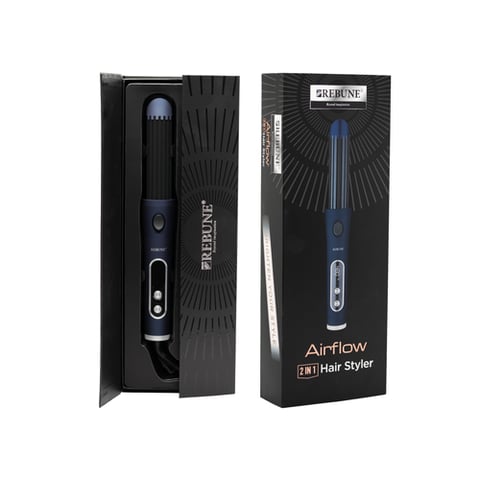 Ribon Ceramic Hair Straightener and Curler 2-in-1 - 36W, Blue RE-2097






