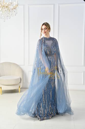 فستان سهره طويل تطريز مع ترتر 