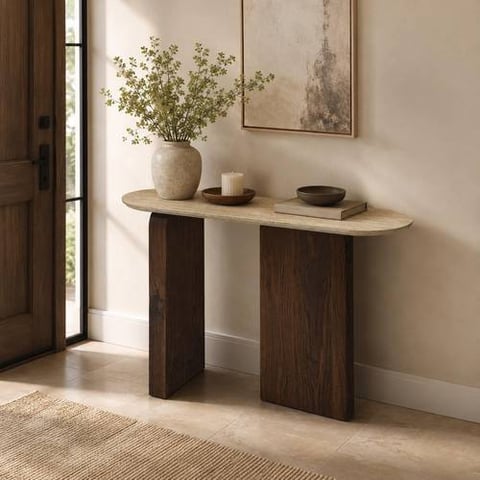 Modern Contrast Wood-Look Console Table