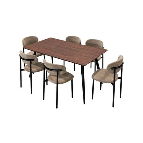 Refined Rectangular Dining Table Set with 6 Chairs