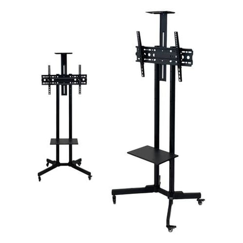 Professional Black Mobile TV Stand 180 cm with Shelf