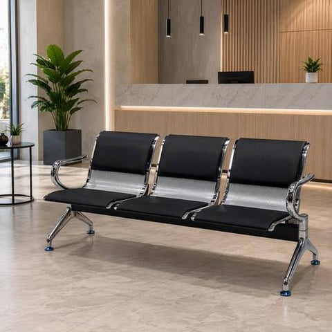 Three-Seat Leather Waiting Bench