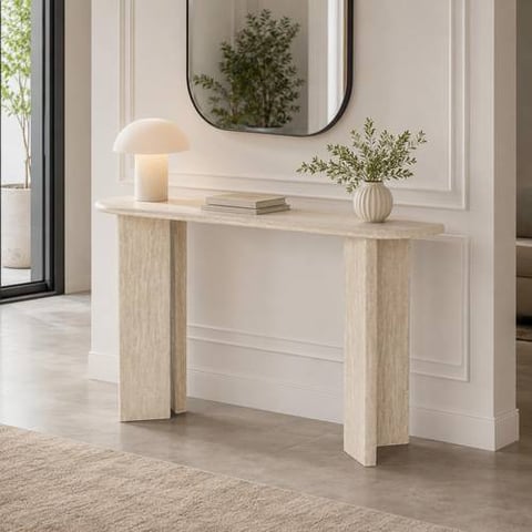 Wooden Console Table with Rounded Design
