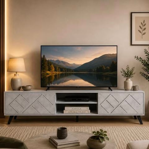 طاولة تلفزيون بخطوط هندسية 160 سم متعددة الألوان