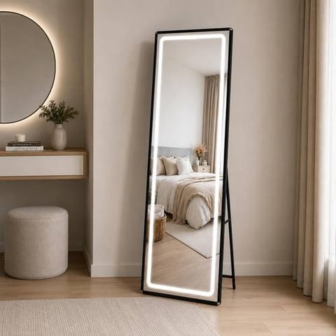 مرآة ستاند بإضاءة LED عصرية 160 سم