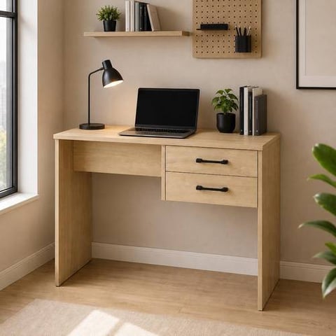Multi Color Wooden Desk with Side Drawers