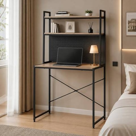 Multi-Color Computer Desk with Upper Shelf