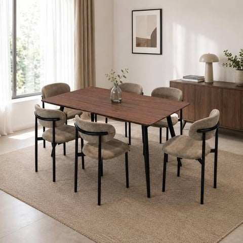 Refined Rectangular Dining Table Set with 6 Chairs