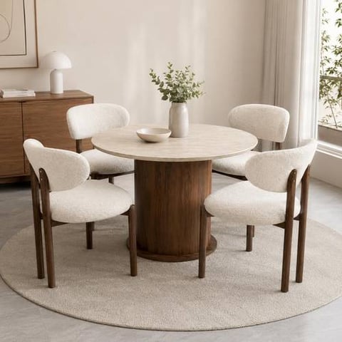 Refined Round Dining Table Set with 4 Chairs